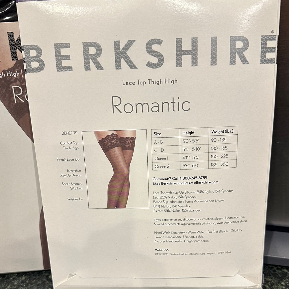 Lot 3 Berkshire Romantic Sheer Leg thigh high invisible toe Pantyhose Black C D - Picture 3 of 3